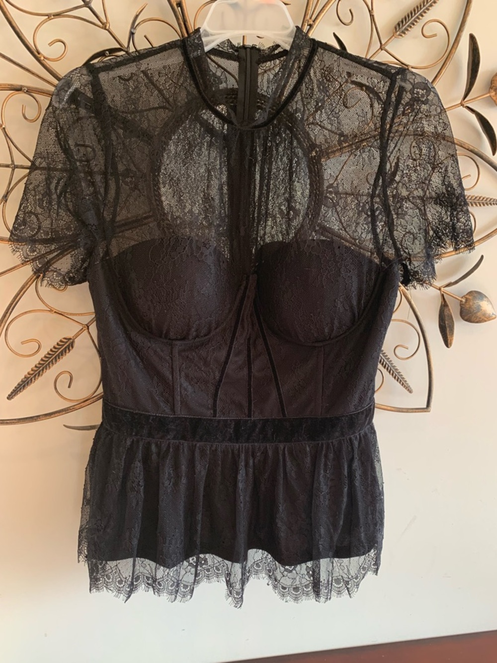 NWT VICI Black Lace Peplum Bustier